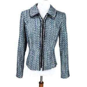 WHBM Full Zip Tweed Blazer Fitted Jacket Long Sleeve - 0